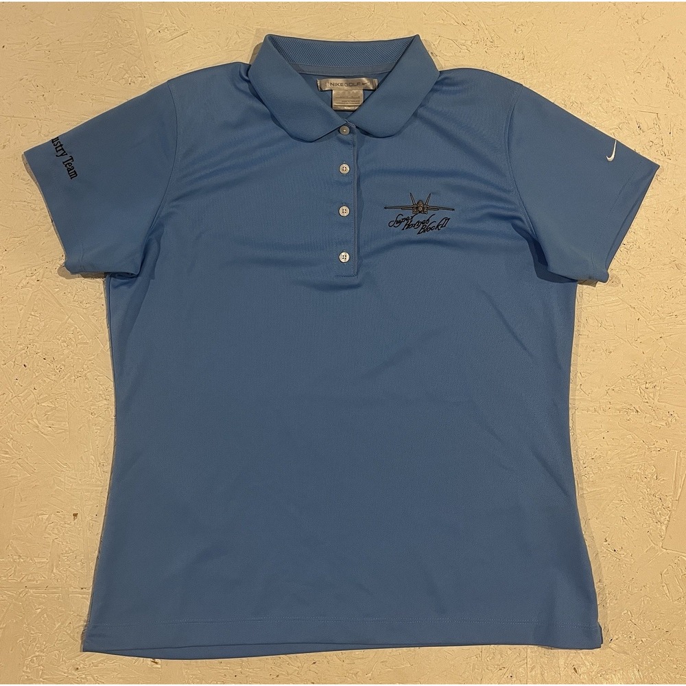 Vintage Nike Golf Super Hornet Block II Polo Shirt Womens L Athletic Blue